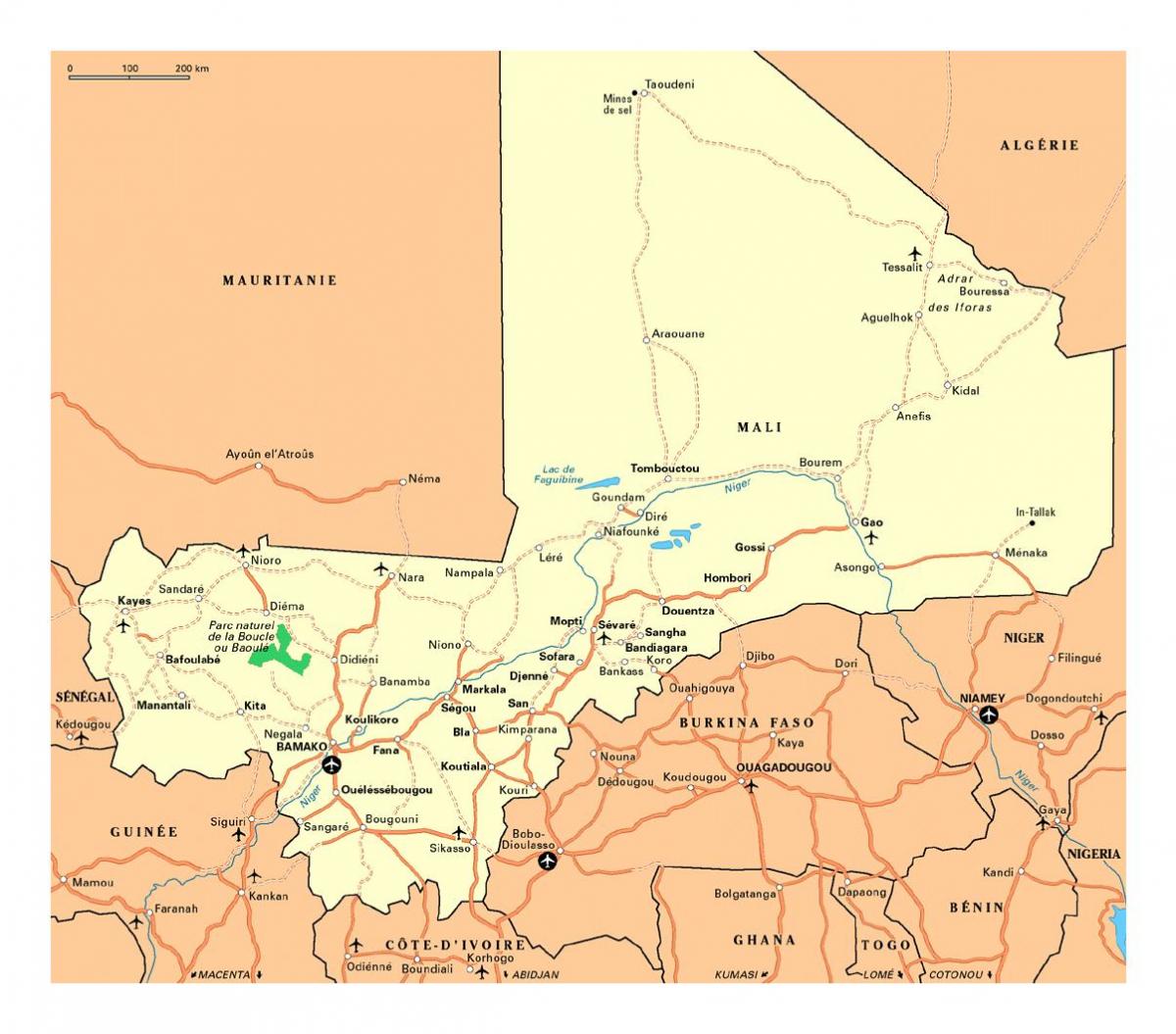 Map of Mali cities