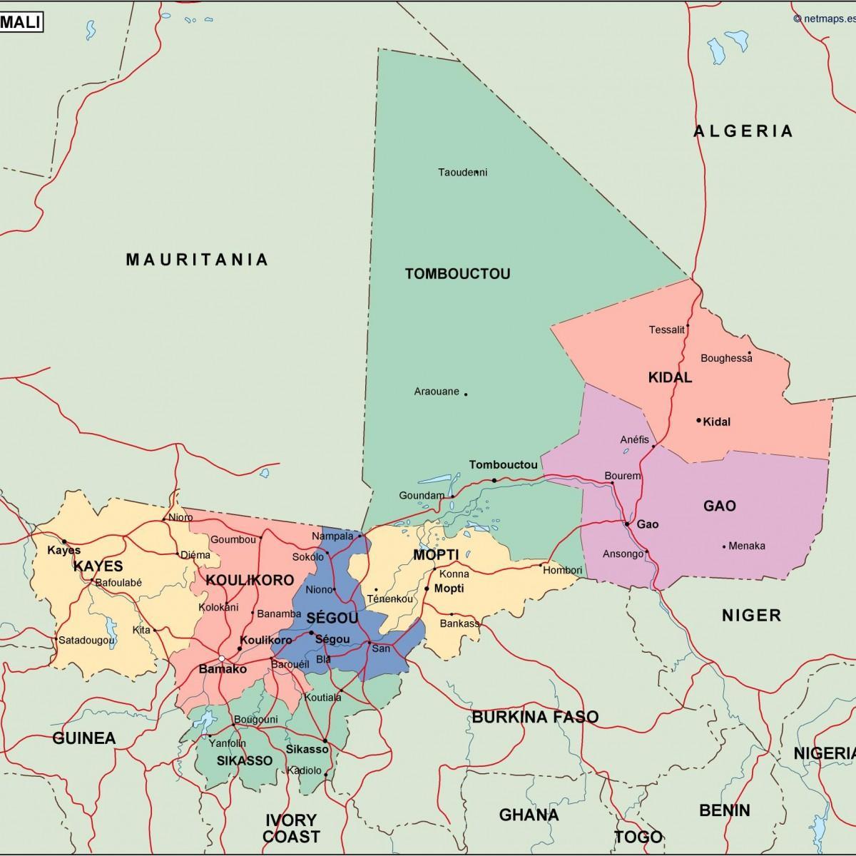 Map of political Mali